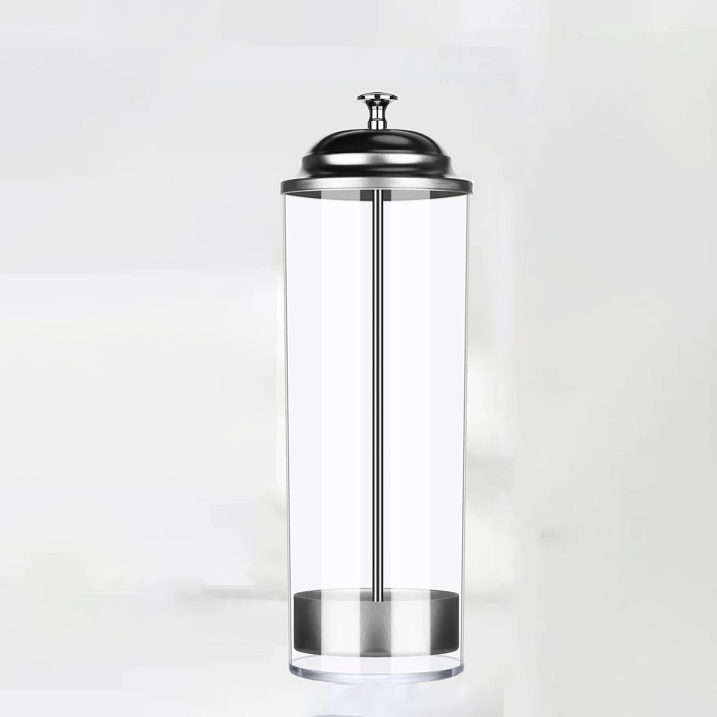 Straw Holder Dispenser 100 PCS Striped Straws Include - Clear  Drinking Straw Container with Stainless Steel Lid Storage Box